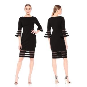 Calvin Klein Sheer Striped Bell Sleeve Dress